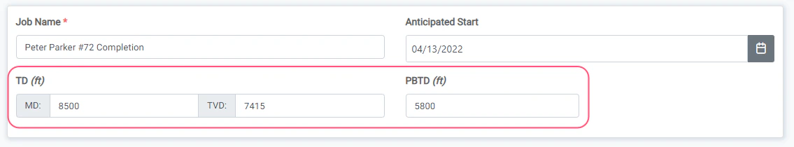 Set the Total and Plug Back Depth