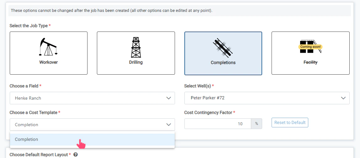 Select the Cost Template