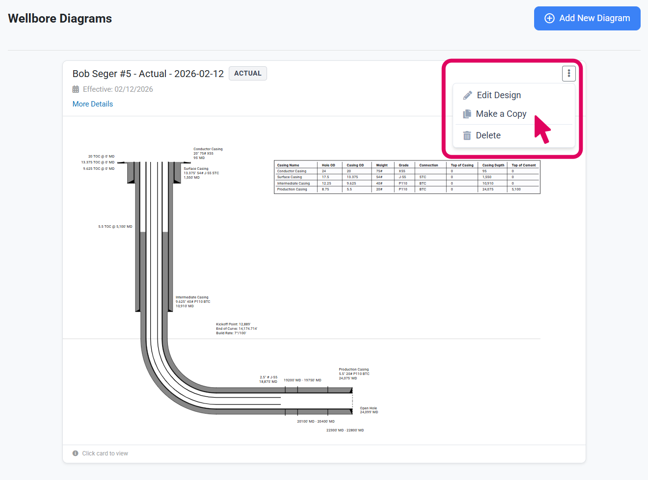 Open the Copy Wellbore Diagram Window - Step 2