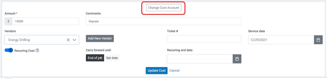 Ability to Update Cost Accounts