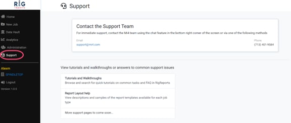 Accessible from Support Page