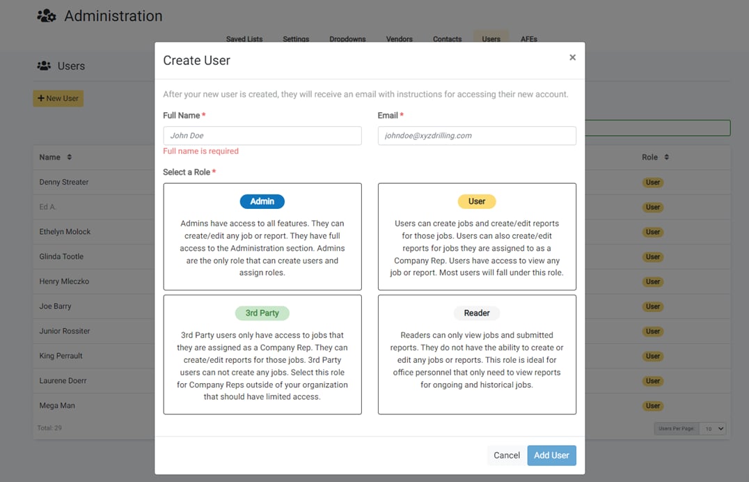 Enter New User's Information