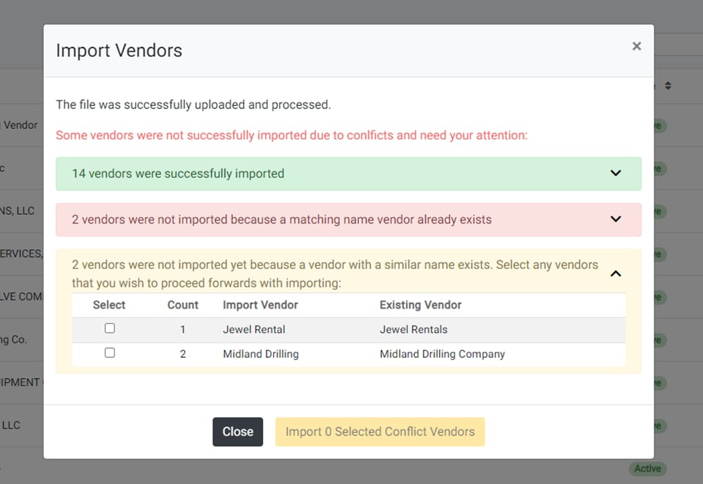 Vendors are Checked for Conflicts