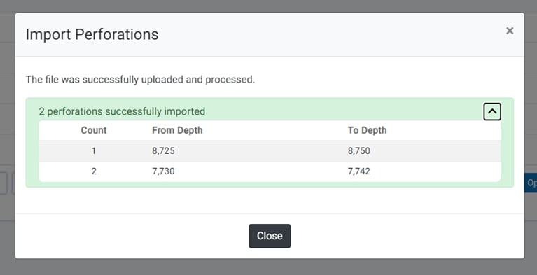 Upload Perforations Template