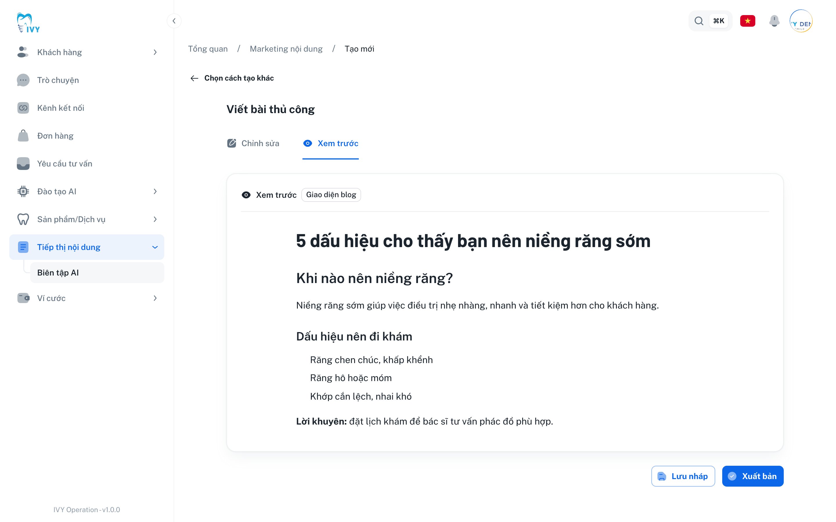 Thẻ Xem trước — bài viết hiển thị như trên website