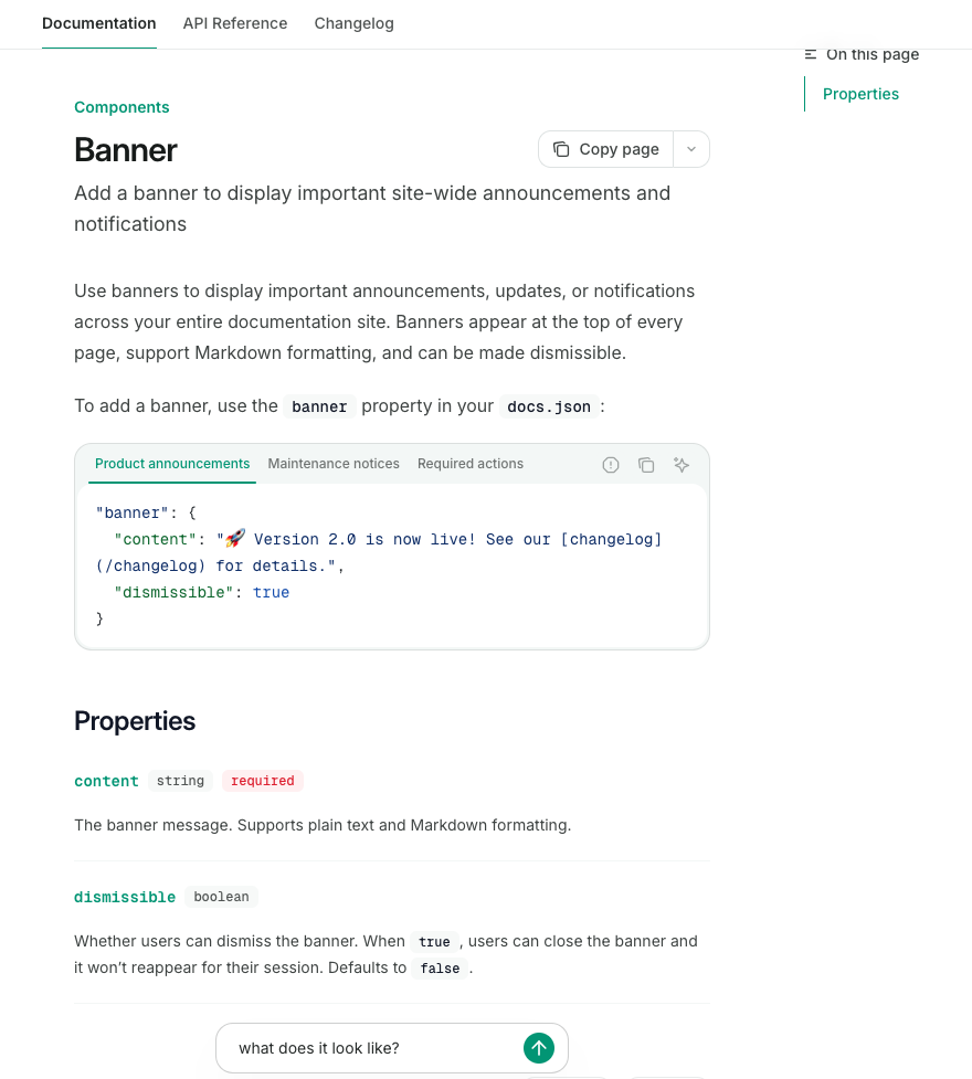 Banner Component Page Screenshot
