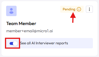 Card of invited admin