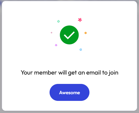 Success message of adding a new admin