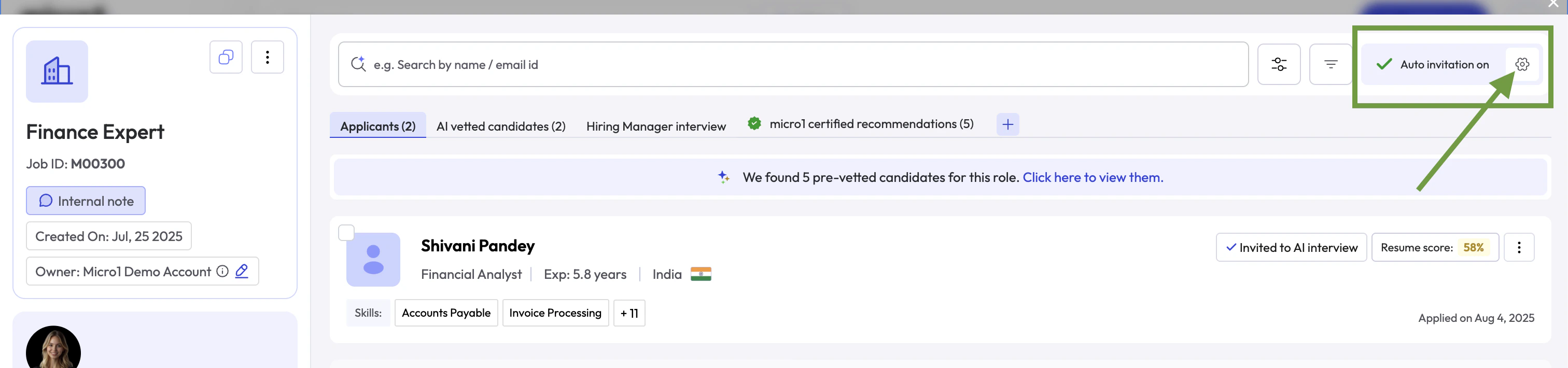 Automatically invite candidates