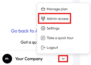 Admin access from Company contextual menu