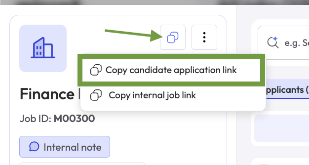 Copy candidate application link