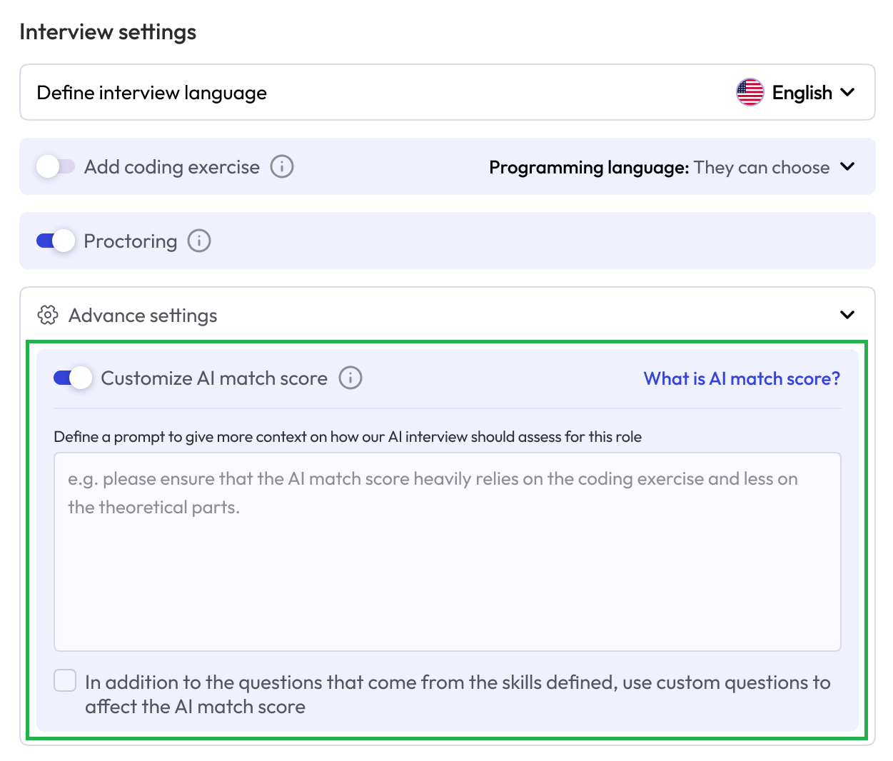 Customize AI Match Score