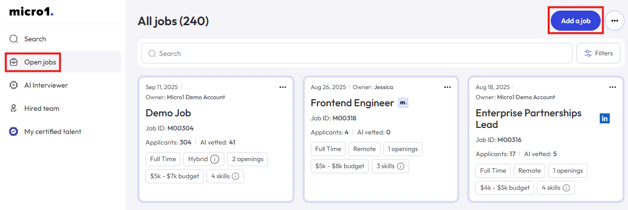 How to start Add Job flow