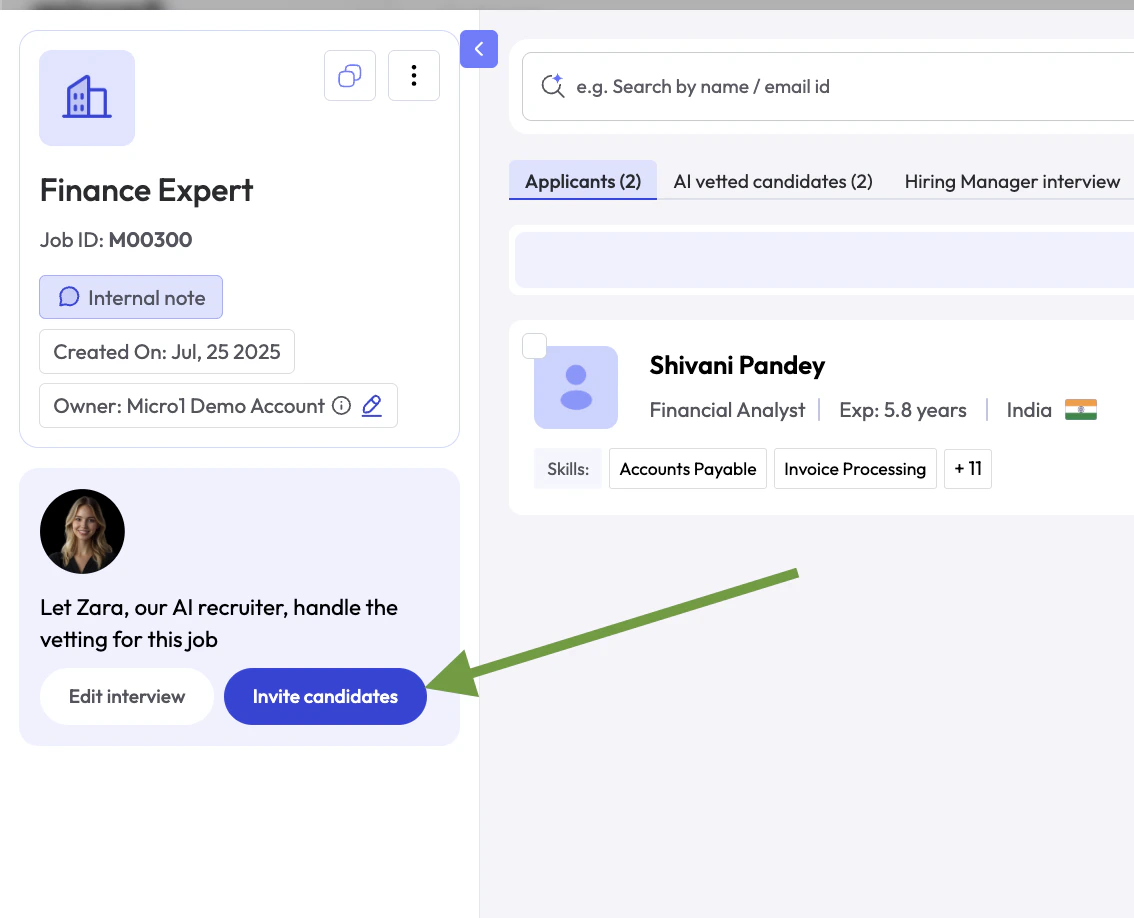 Manually invite candidates
