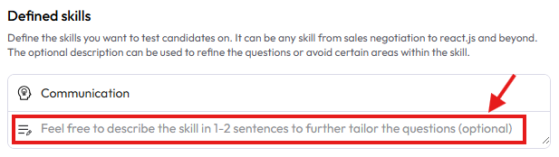 Skill name and description input