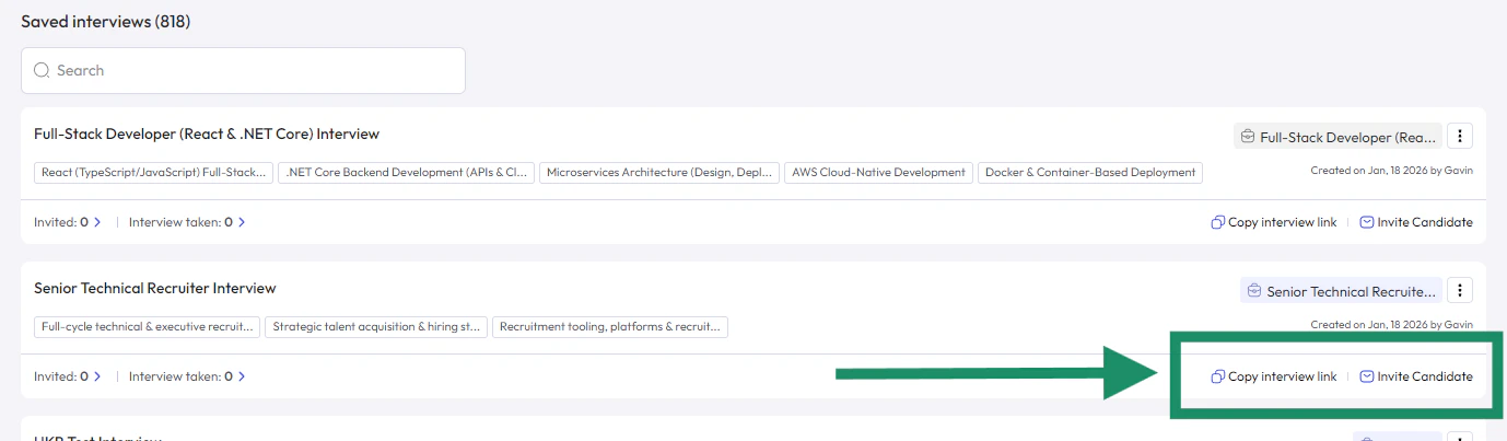Invite Candidate to take AI Interview