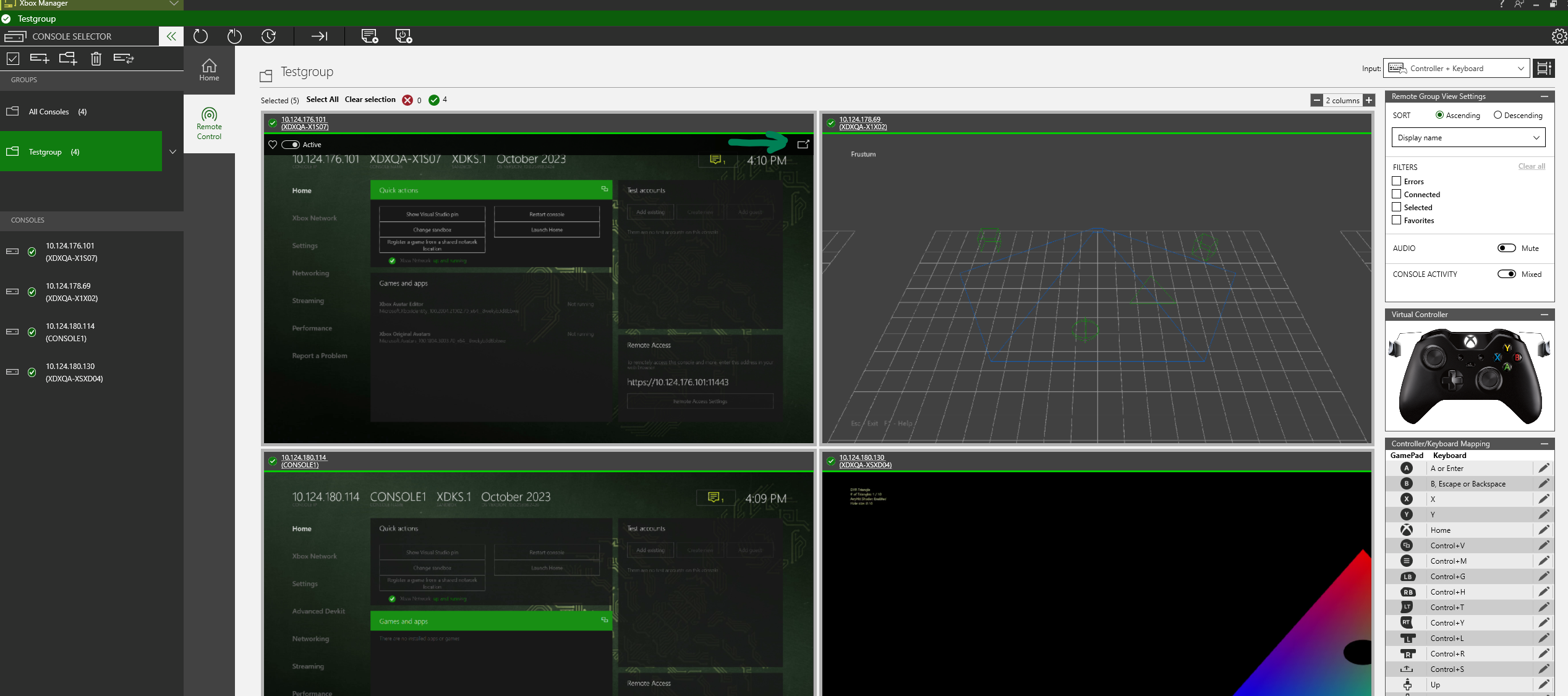 Captura de pantalla de las consolas seleccionadas para la presentación con High FPS
