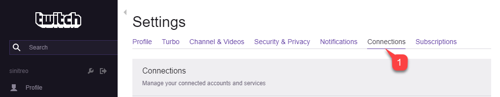 Conexiones de la configuración de Twitch
