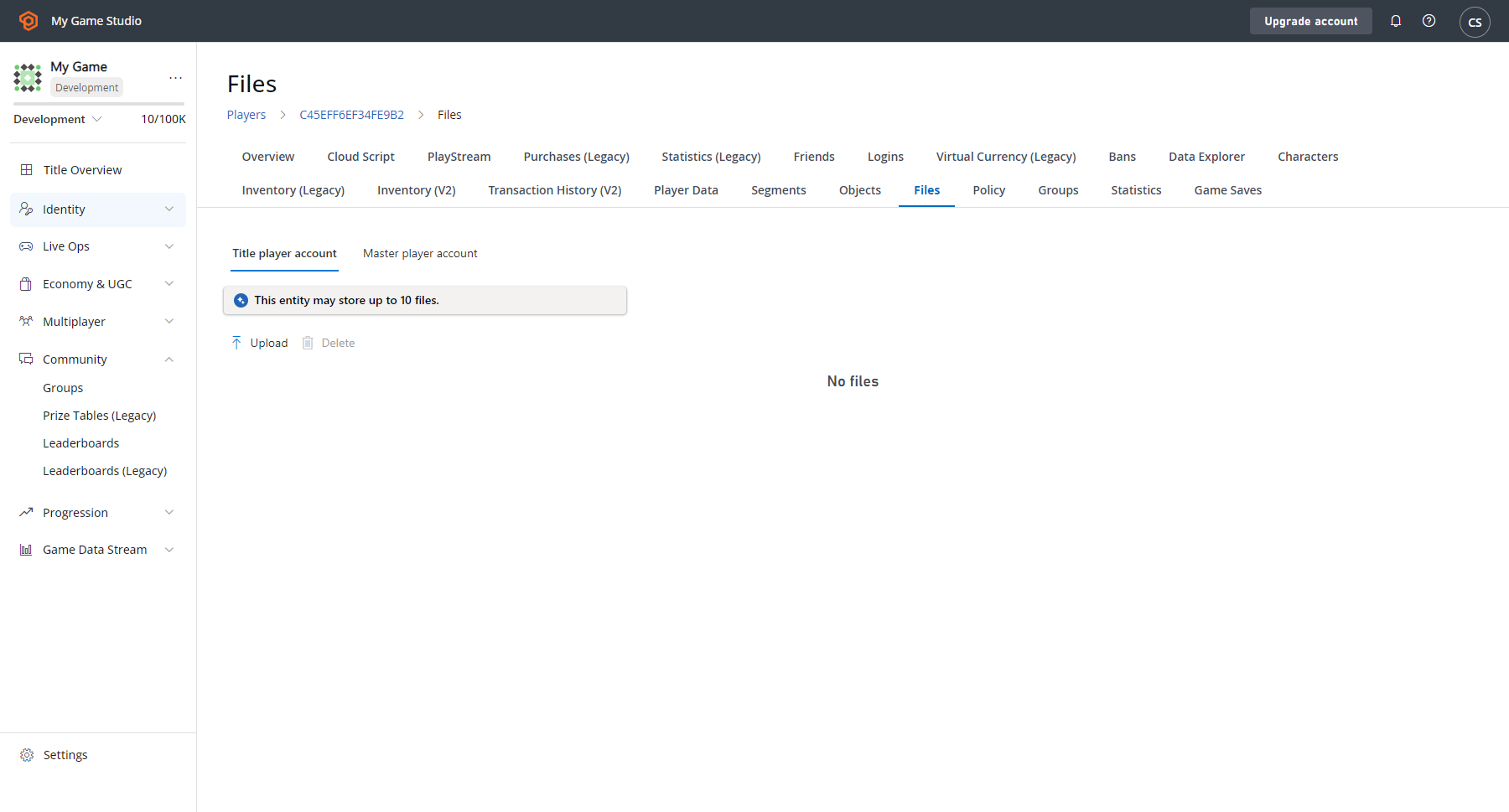 Game Manager - Entidades - Archivos y objetos del jugador