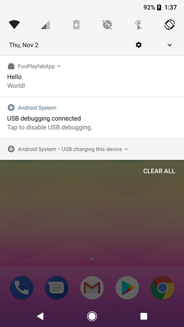 Aplicación Android - Recibir notificación push de PlayFab