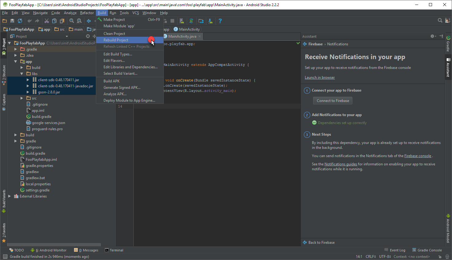 Android Studio : régénérer le projet