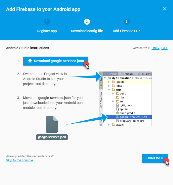 Firebase - Agregar archivo de configuración de Google