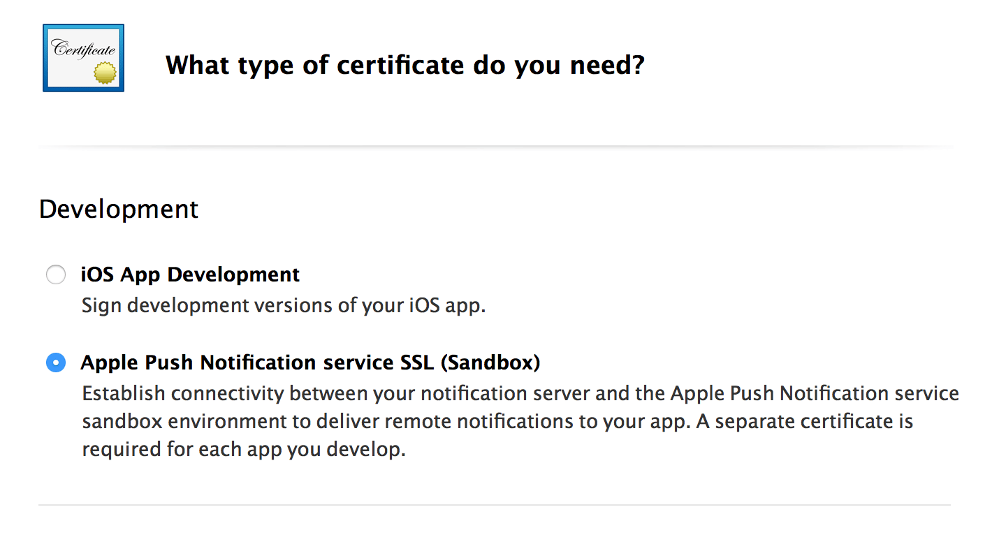 Solicitud de certificado APNS de Apple