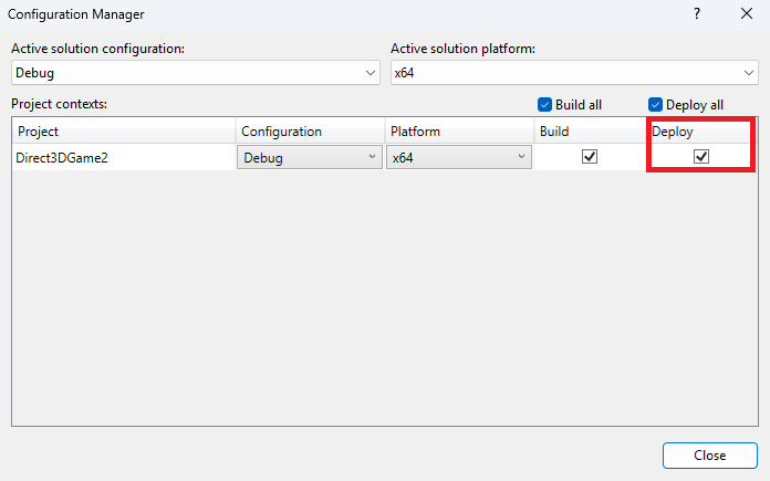 Enabling deployment for a configuration