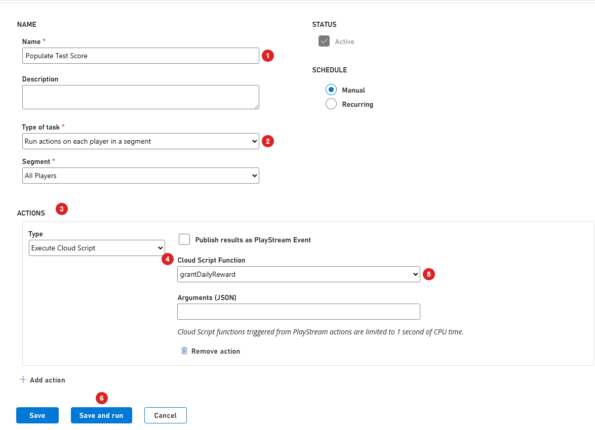 Game Manager - Configure Task