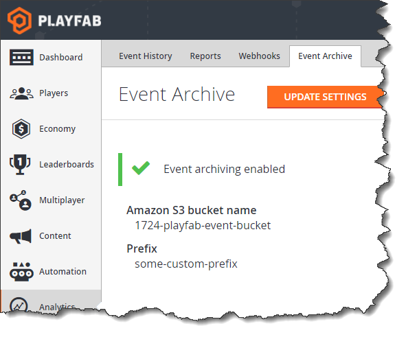 Game Manager - Analytics - 事件归档已启用