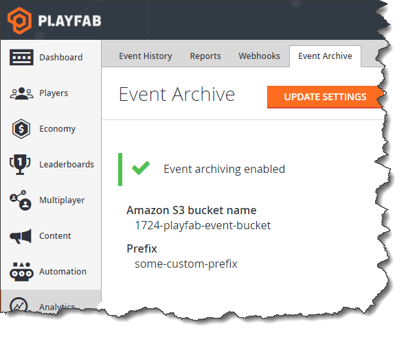 Game Manager - Analytics - Arquivamento de eventos habilitado