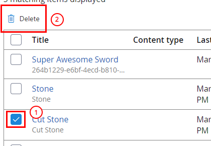 Delete item
