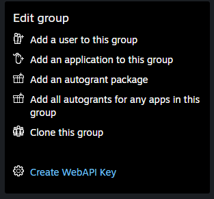 Create WebAPI Key button