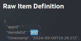 itemdefid in item definition