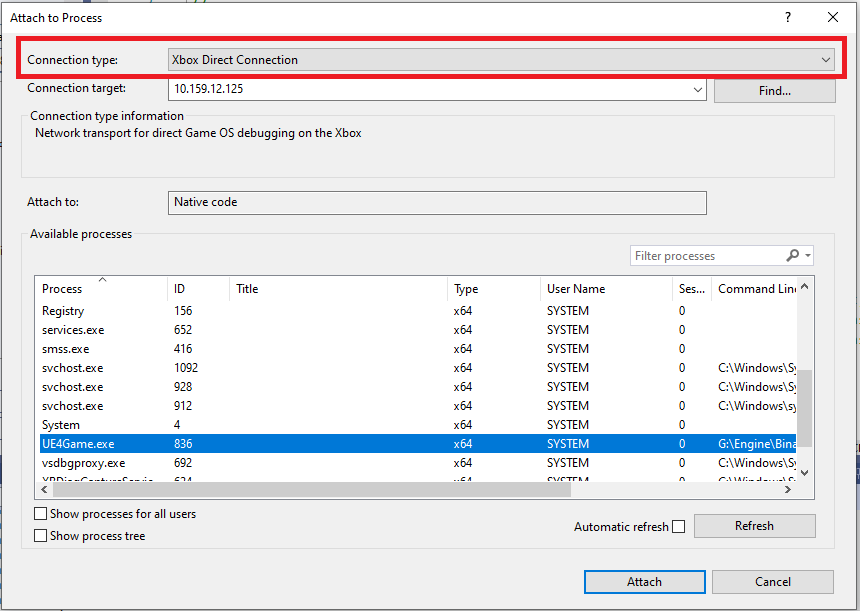 Visual Studio 2022 연결 대화 상자 사용