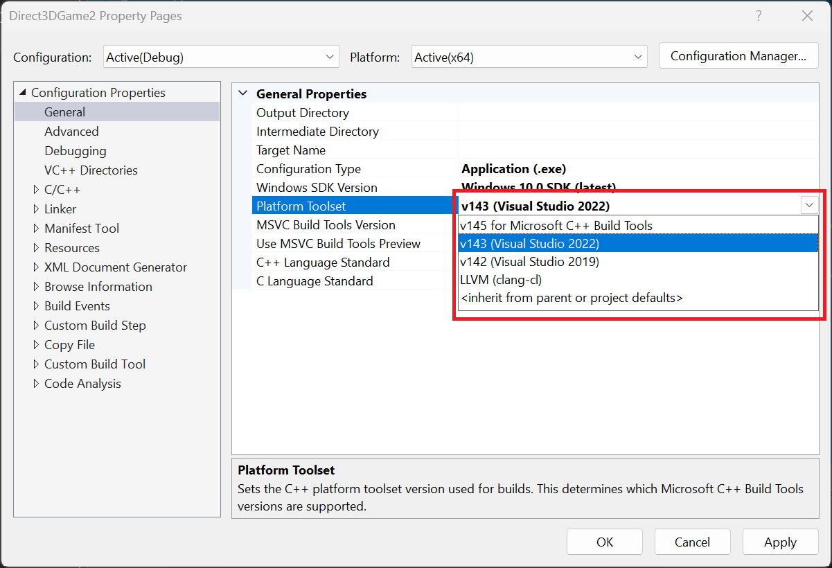 Specifying the toolset to use when building a project