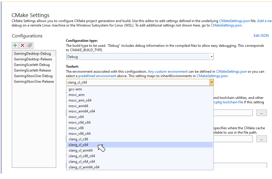Toolset 값을 "clang_cl_x64"로 설정