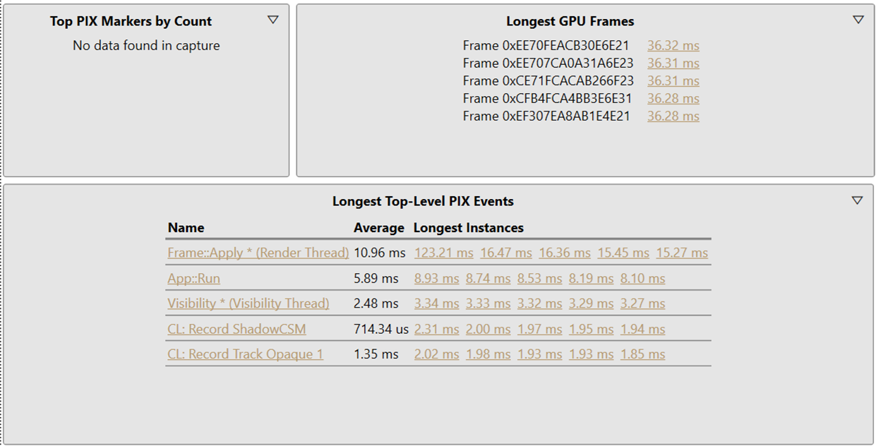 GPU 擷取的 Summary 檢視