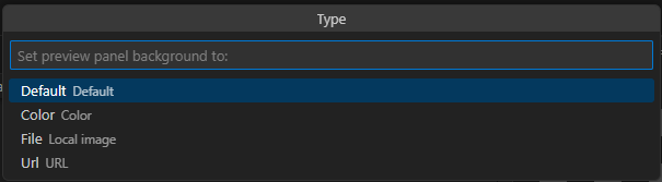 Captura de pantalla de las opciones disponibles para establecer el fondo de la vista previa