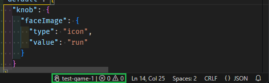 Captura de pantalla del elemento de la barra de estado de verificación que indica el estado OK