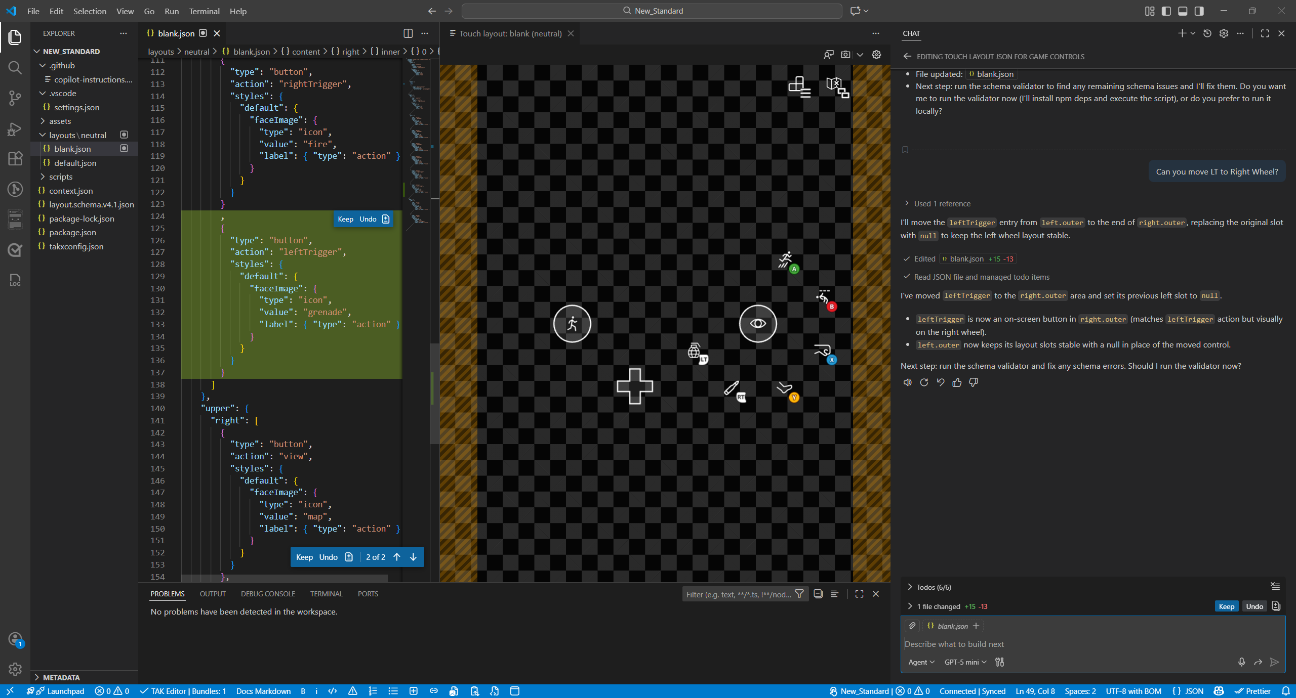Captura de pantalla de diseños de controles táctiles generados por Copilot.