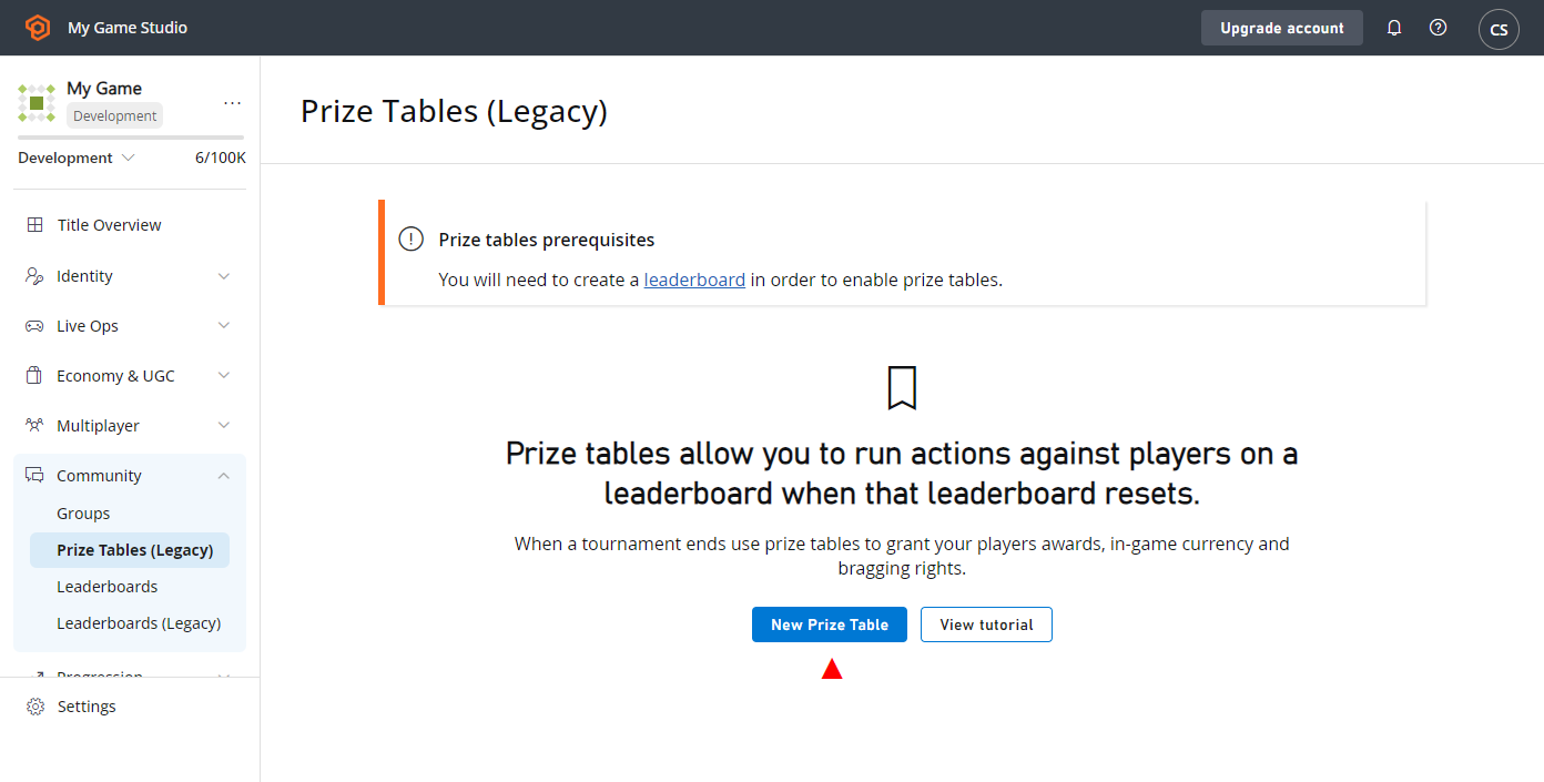 Game Manager - Leaderboards - Prize Tables
