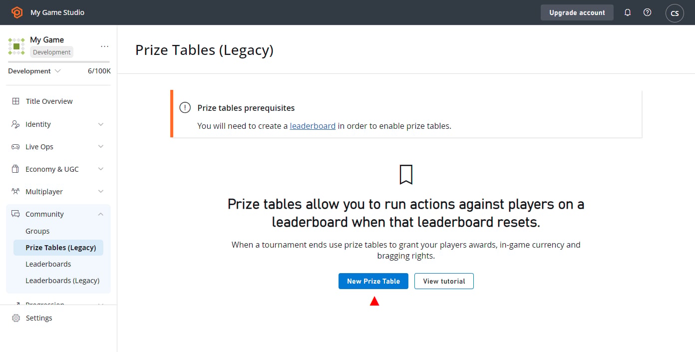 Game Manager - Tablas de clasificación - Tablas de premios