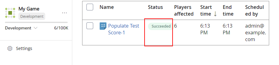 Game Manager - Task Execution Succeeded