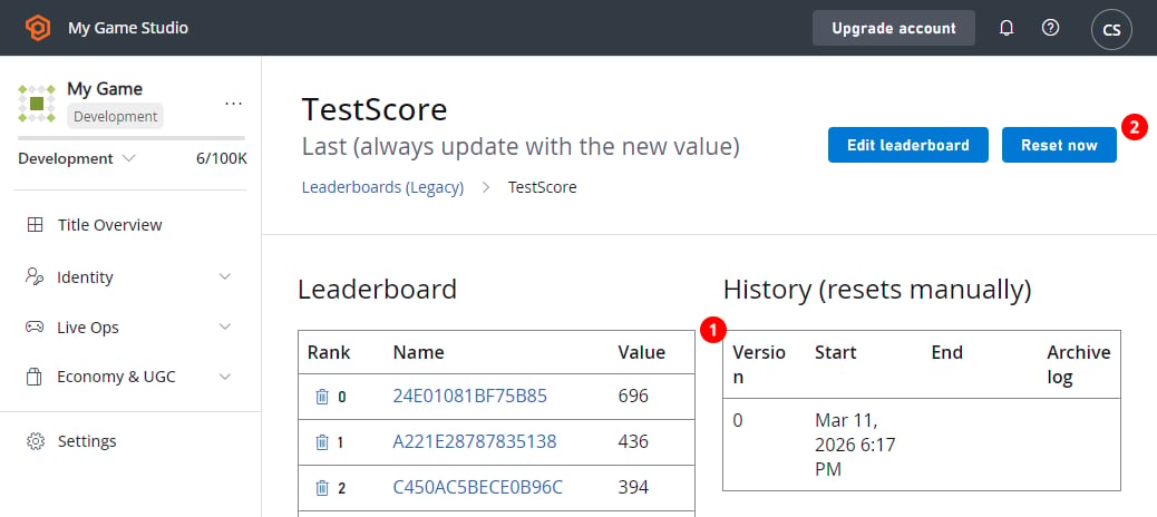 Reset the Test Score Leaderboard
