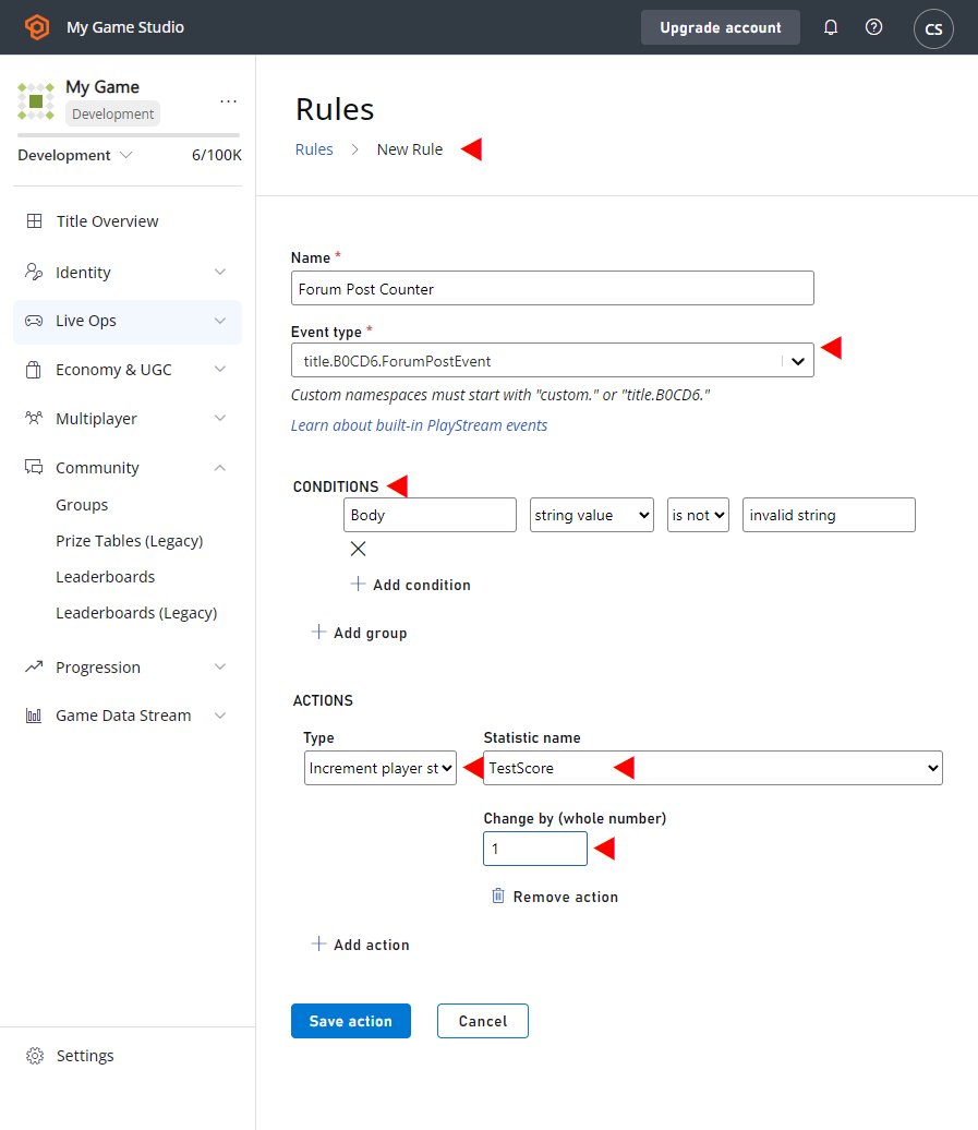 Game Manager - automation - new rule