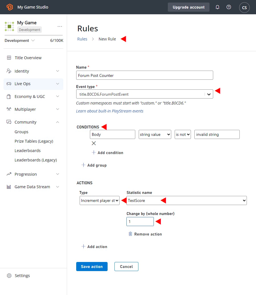 Game Manager - automation - new rule