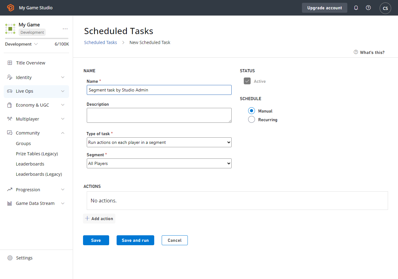Game Manager - Servers - Task - Create Task