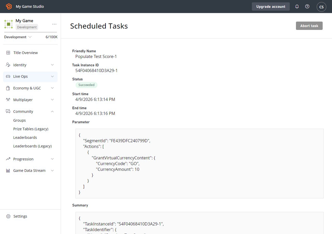 Game Manager - Servers - Tasks - Task Instance Details