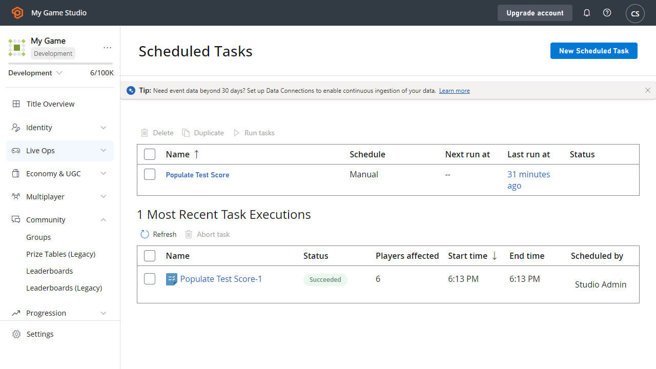 Game Manager - Servers - Tasks - Task Succeeded
